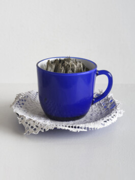 Cobalt blue glass teacup artwork 