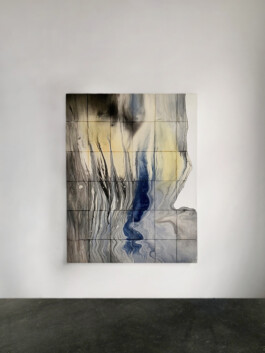 Grey and yellow abstract painting