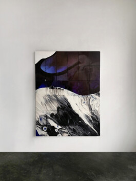 White black and purple painting