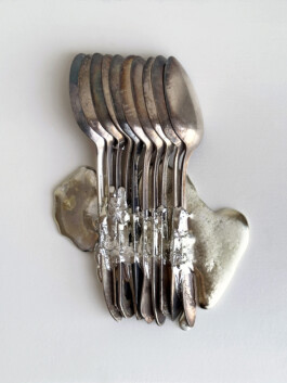 Silver spoons sculpture 