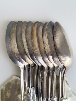 Silver spoons stacked 
