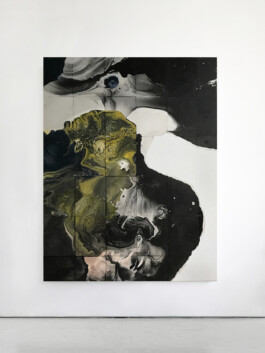 Abstract painting with black and green colors 