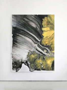 Yellow and black abstract painting 